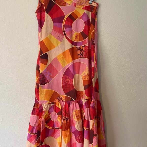 Farm Rio Women’s Patch Twirl One Shoulder Maxi Dress - Size Small NO BOW - Picture 3 of 5